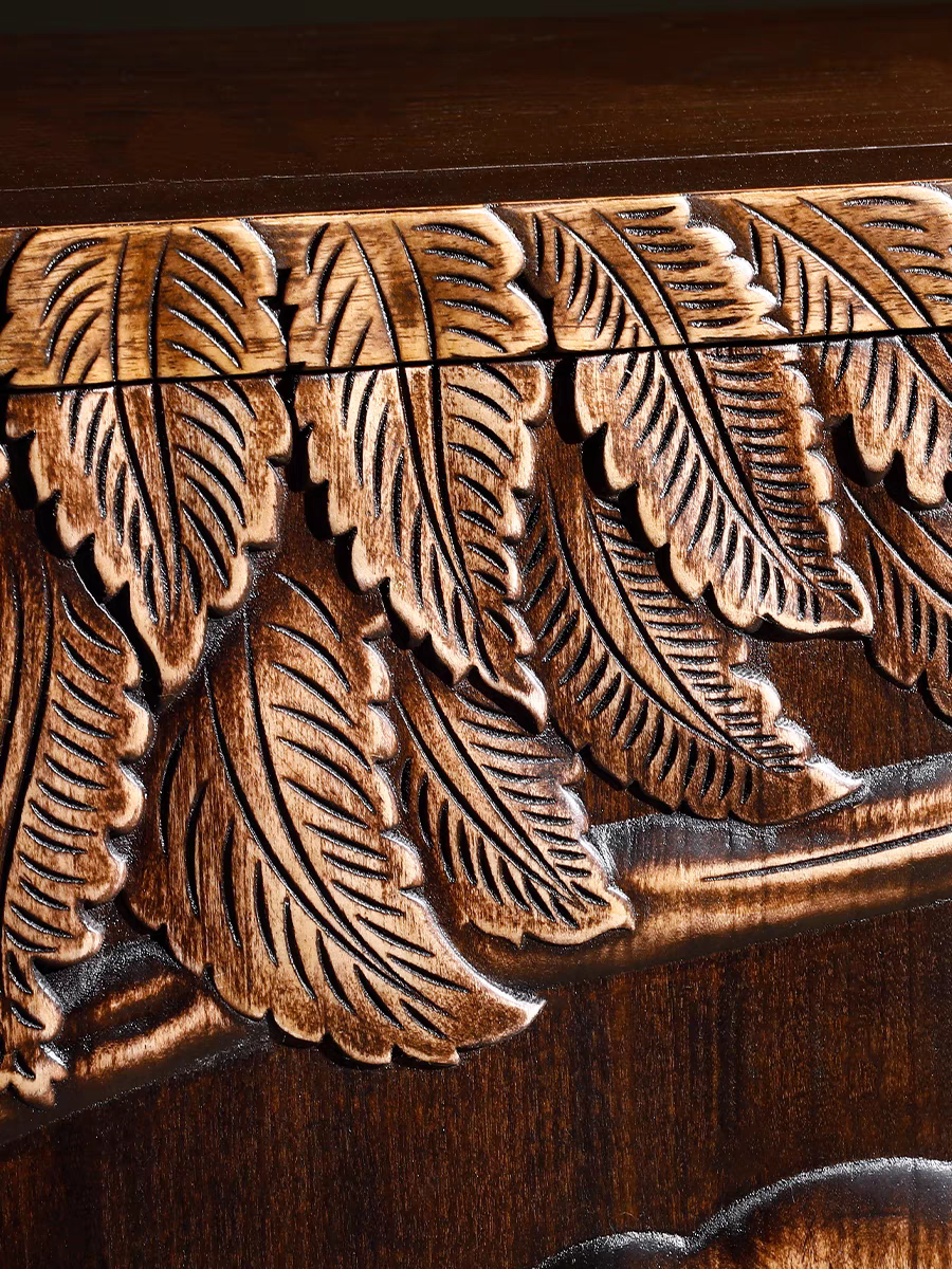 Elephant under the Tree, handcarved natural scenery solid wood storage cabinet sideboard Buffett cabinet