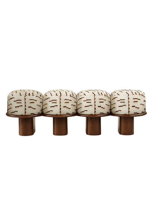 Ivory Upholstered Bench with Solid Ash Wood Frame