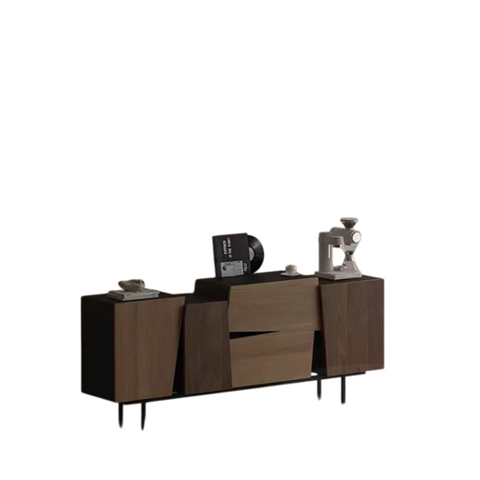 Walnut Storage Sideboard, 3 Doors 2 Drawers, Modern Entryway Cabinet