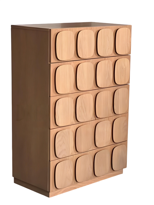 Natural Wood 5 Drawer Tall Dresser Cabinet, Vintage Style Solid Wood Storage Chest with Rounded Raised Panel Drawer Fronts, Bedroom Tallboy Storage Cabinet for Living Room, Entryway, Hallway, Closet, and Home Organization