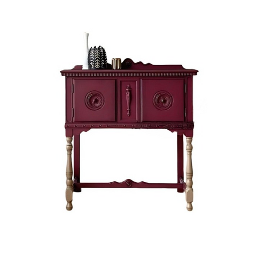 Burgundy Solid Wood Entryway Cabinet with 2 Doors, 35.4 Inch