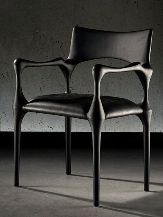 Modern Black Dining Chair with Arms, Sculptural High Back Accent Chair with Upholstered Seat and Back, Minimalist Designer Style Side Chair for Dining Room, Kitchen, Café, Restaurant and Living Room