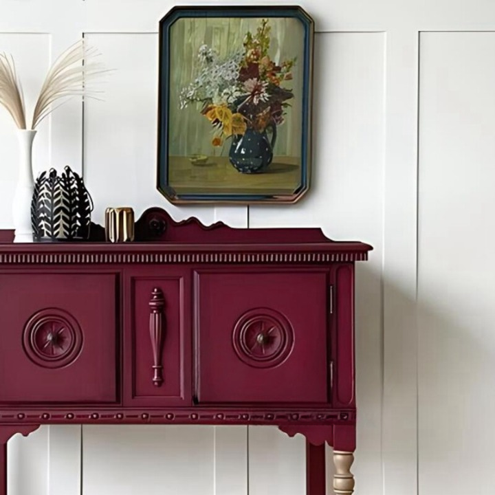 Burgundy Solid Wood Entryway Cabinet with 2 Doors, 35.4 Inch